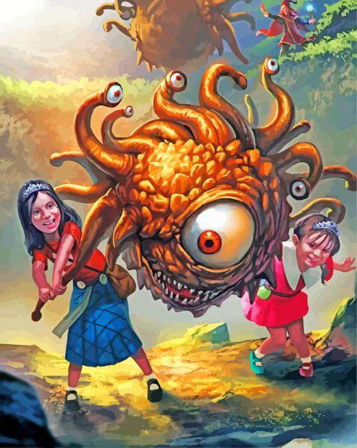 Girls And Monsters Painting By Numberss.png