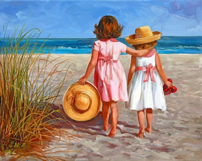 Girls In Beach Painting By Numberss.png