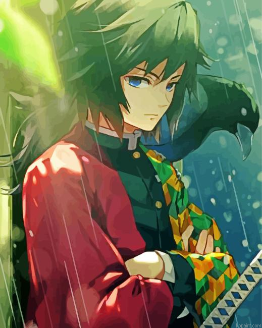 Giyu Tomioka With Crow Art Painting By Numberss.png