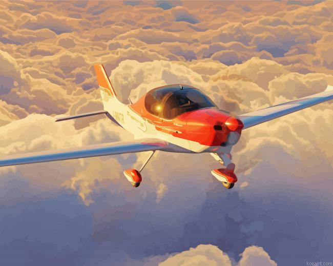 Glider Aircraft Over Clouds Painting By Numberss.png