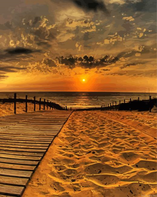 Gloomy Sky Walkway To Beach Painting By Numberss.png