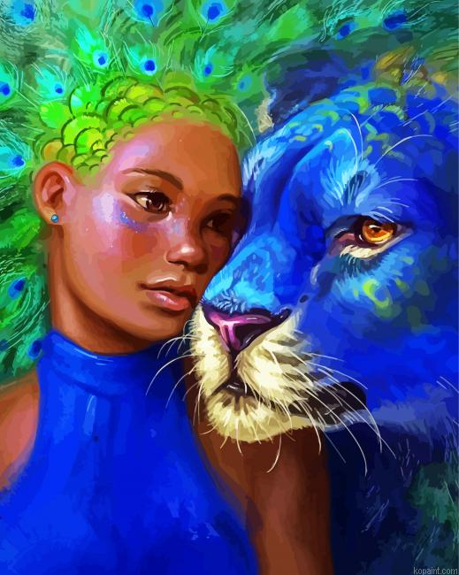 Goddess And Blue Leopard Painting By Numberss.png