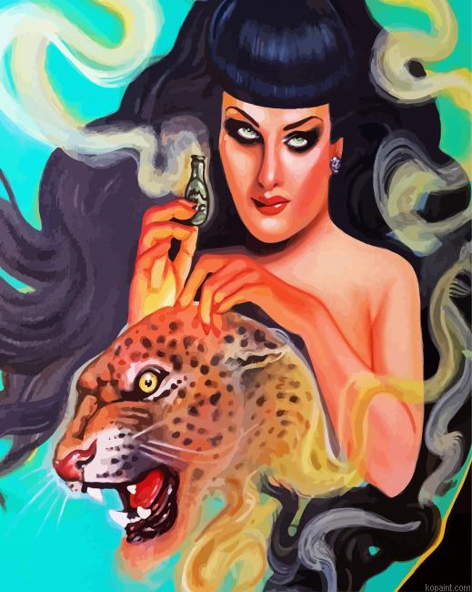 Goddess And Leopard Arts Painting By Numberss.png