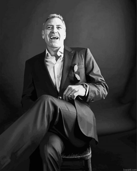 Goerge Clooney Black And White Painting By Numberss.png
