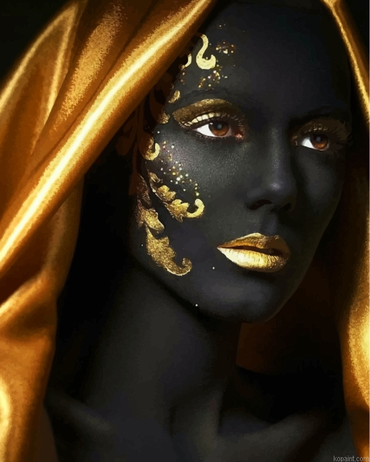 Golden Black Woman Paint By Numbers