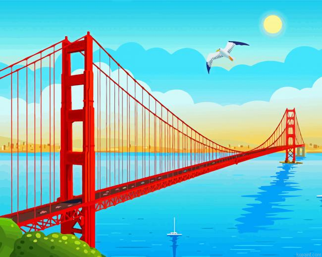 Golden Gate Bridge Across Strait San Francisco Painting By Numberss.png