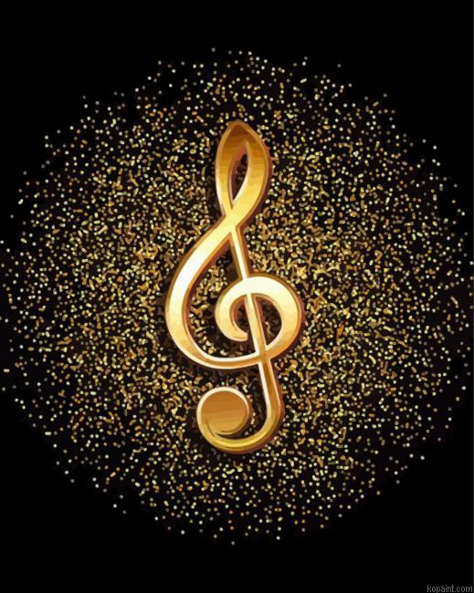Golden Music Symbol Painting By Numberss.png