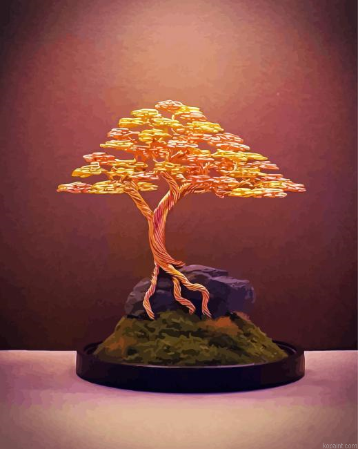 Golden Wire Bonsai Painting By Numberss.png