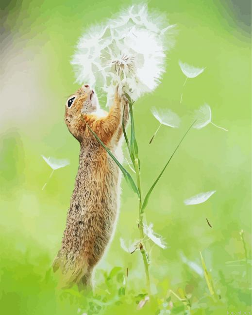 Gopher Playing With Blowball Painting By Numberss.png