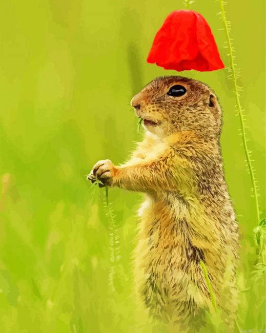 Gopher Under Lilly Flower Painting By Numberss.png