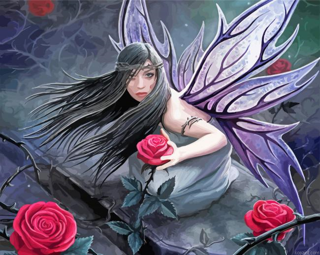 Gothic Fairy And Roses Painting By Numberss.png