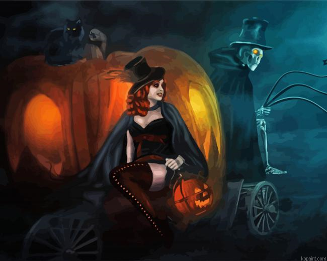 Gothic Halloween Witch Painting By Numberss.png