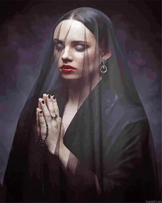Gothic Lady With Veil Paint By Numbers.png