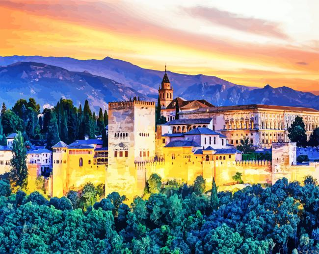 Granada Spain Alhambra Palace Painting By Numberss.png