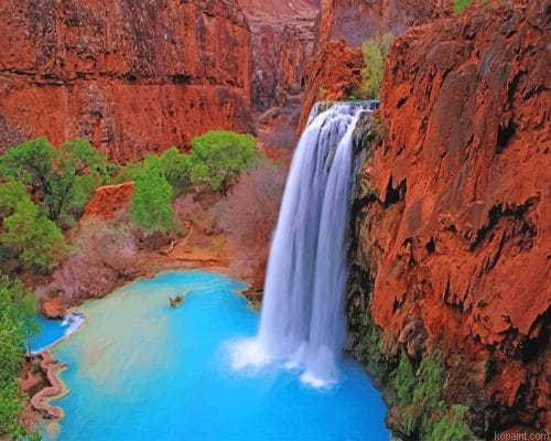 Grand Canyon Waterfall New Painting By Numberss.png