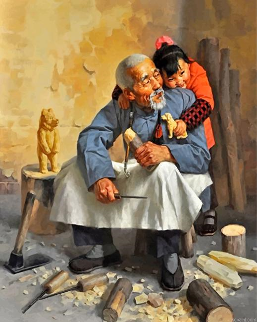 Grandfather And Granddaughter Painting By Numberss.png