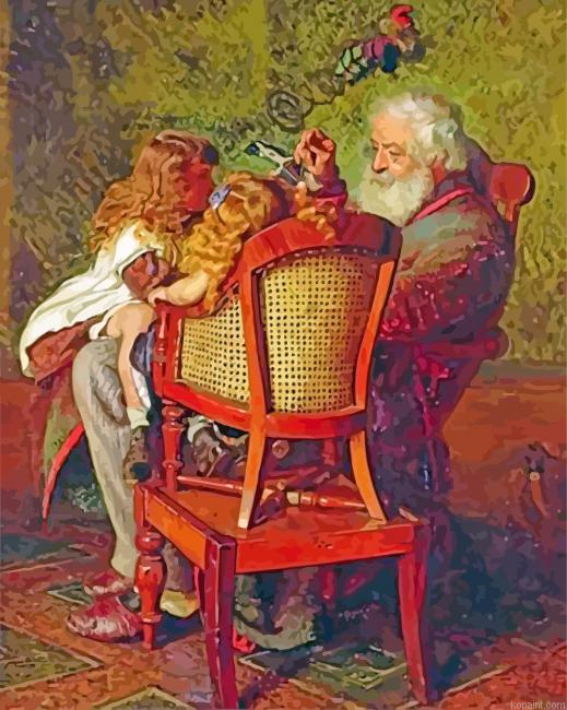 Grandfather And Kids Painting By Numberss.png