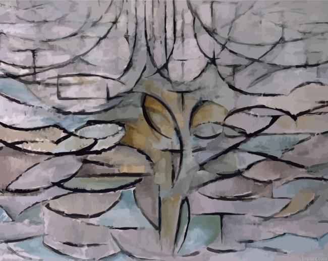 Gray Tree Art Painting By Numberss.png