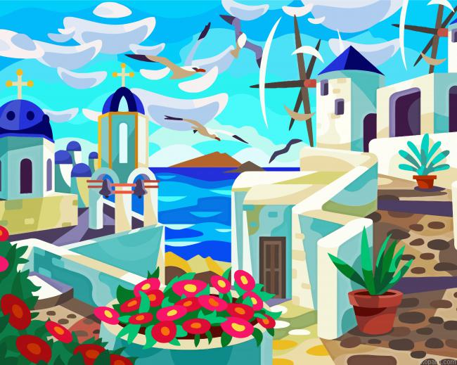 Greece Illustration Paint By Numbers
