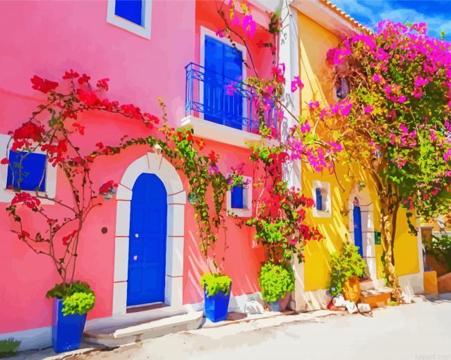 Greece Kefalonia Houses Painting By Numberss.png