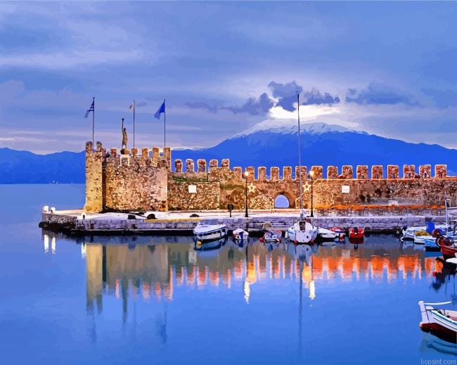 Greece Nafpaktos Port Painting By Numberss.png