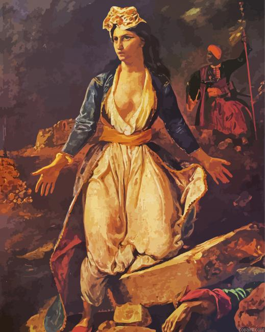 Greece On The Ruins Of Missolonghi By Delacroix Eugene Painting By Numberss.png