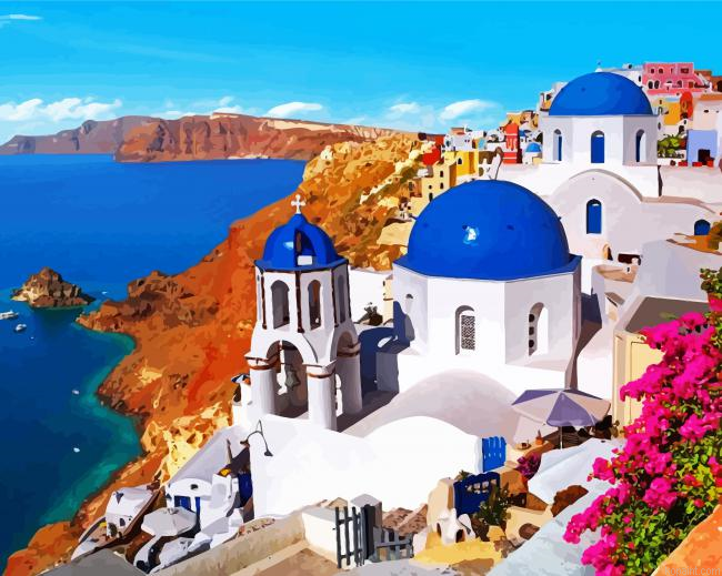 Greece Thera City Seascape Painting By Numberss.png