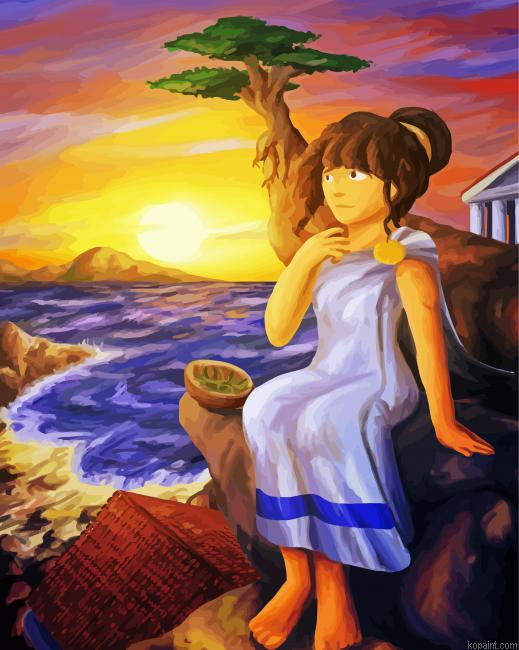 Greek Woman By Sea Art Painting By Numberss.png