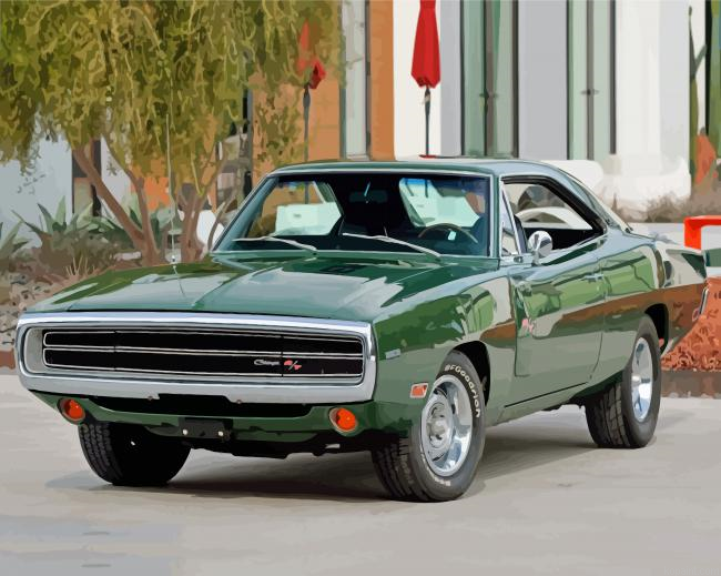 Green 1970 Dodge Charger Paint By Numbers