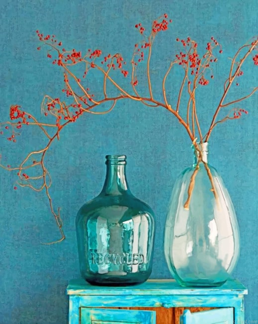 Green And White Glass Vases New Painting By Numberss.png