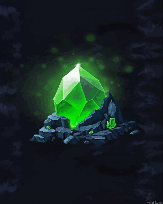 Green Crystal Illustration Painting By Numberss.png