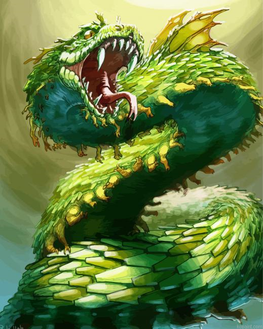 Green Fantasy Dragon Painting By Numberss.png