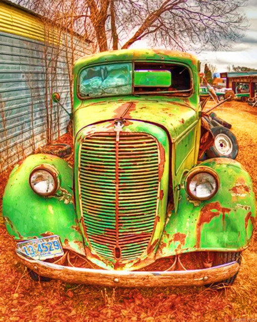 Green Farm Truck Cars Painting By Numberss.png
