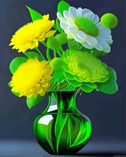 Green Flowers Painting By Numberss.png