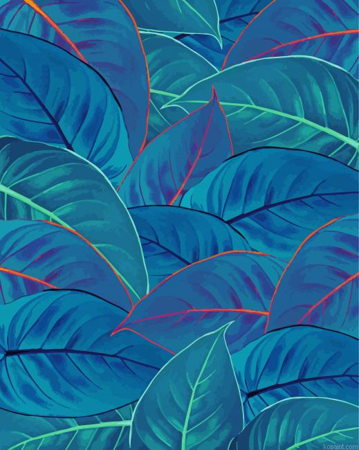 Green Foliage Leaves Paint By Numbers.png