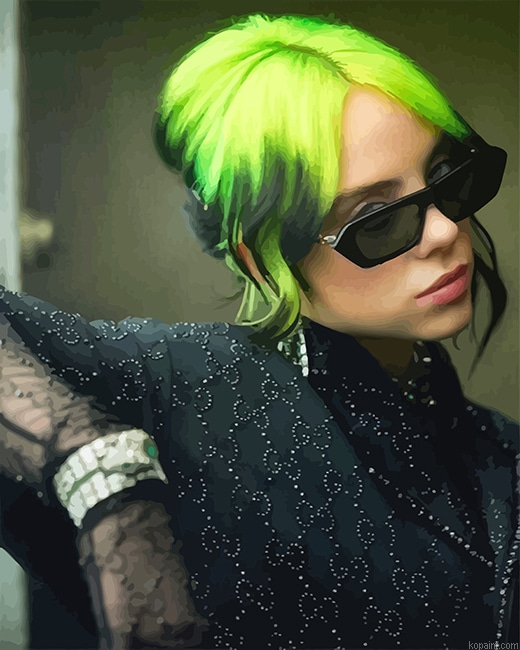 Green Hair Billie Eilish New Painting By Numberss.png