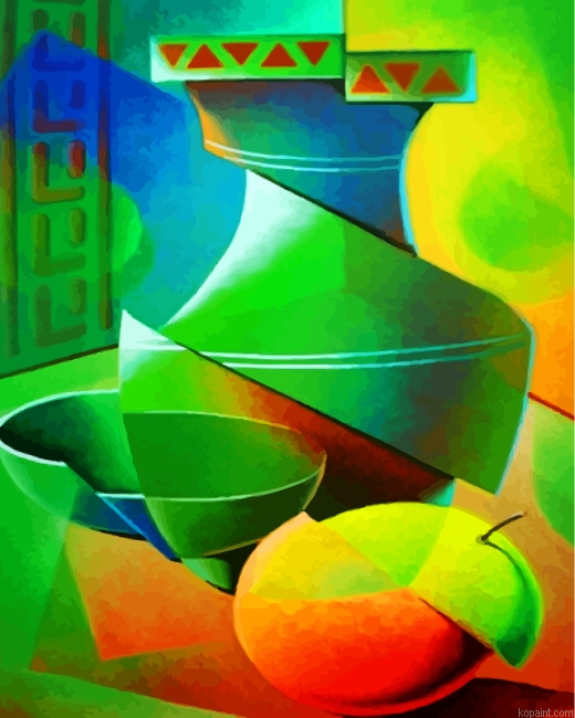 Green Jar And Fruits Painting By Numberss.png