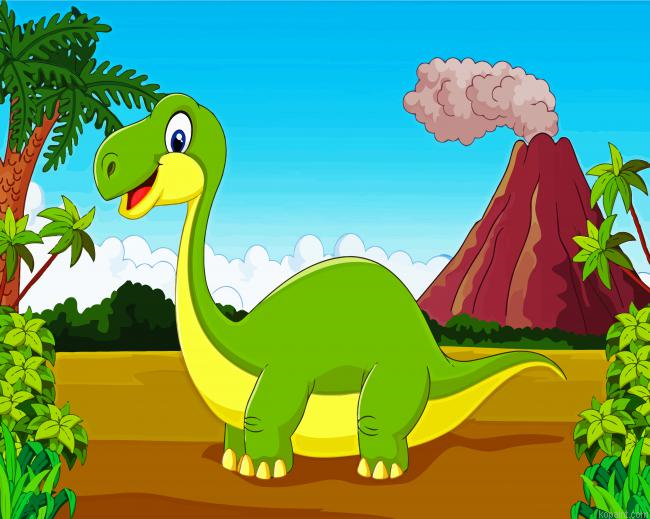 Green Kid Dinosaur Painting By Numberss.png