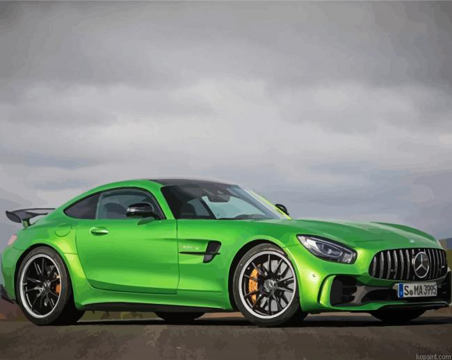 Green Mercedes Amg Gt Car Painting By Numberss.png