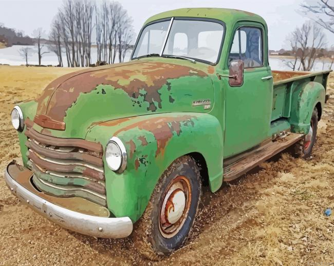 Green Old 1953 GMC Ton Truck Paint By Numbers