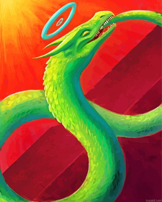 Green Ouroboros Dragon Paint By Numbers
