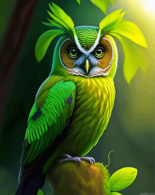 Green Owl Painting By Numberss.png