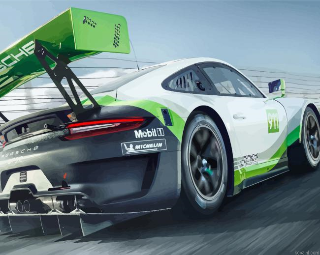 Green Porsche Car Painting By Numberss.png