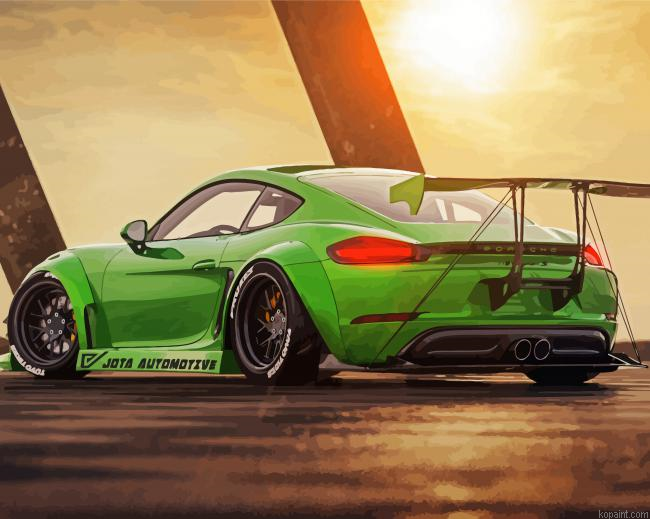 Green Porsche Cayman Car Painting By Numberss.png
