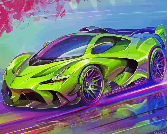 Green Race Car Painting By Numberss.png