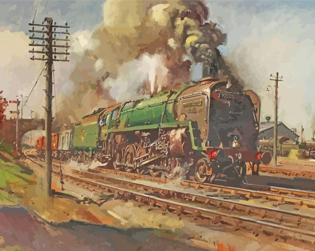 Green Train Terence Cuneo Painting By Numberss.png
