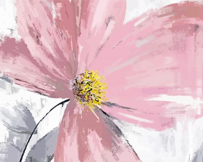 Grey And Pink Flower Paint By Numbers