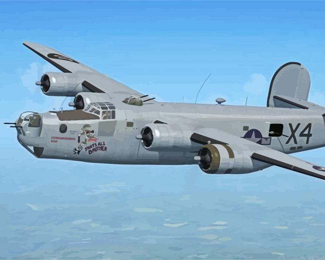 Grey B 24 Liberator Bomber Painting By Numberss.png