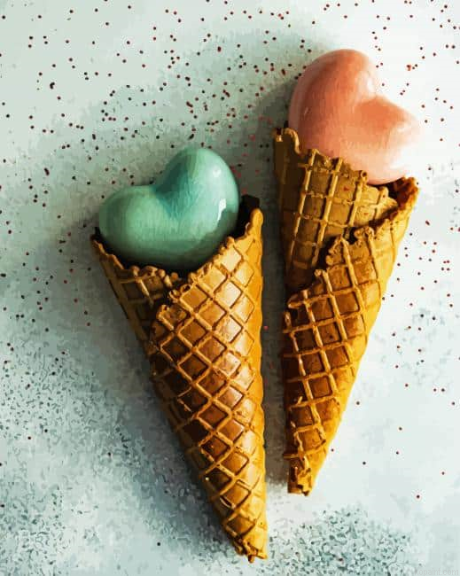 Grey Background With Waffle Cones Painting By Numberss.png