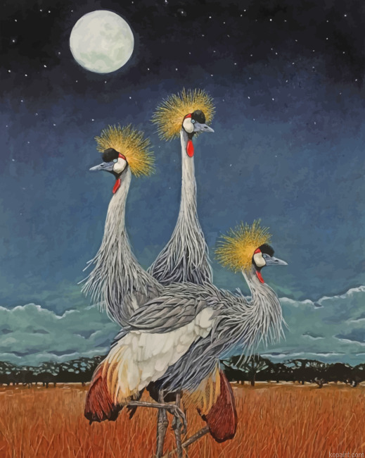 Grey Crowned Cranes Painting By Numberss.png